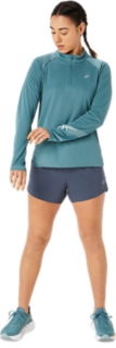 Women\'s | LS Foggy UK 1/2 TOP Teal/Pure ASICS Aqua | Long ZIP Shirts ICON Sleeve |