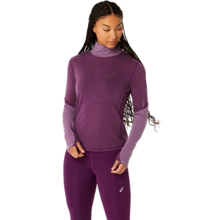 Womens LULULEMON Shirt Size 10 1/4 Zip Long Sleeve Purple Thumbholes