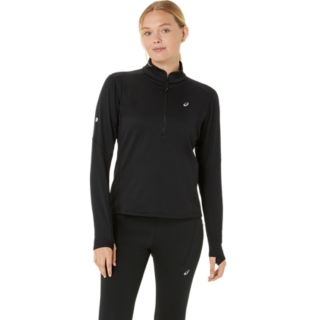 ROAD WINTER 1 2 ZIP MID LAYER Women Performance Black Women s Long Sleeve Shirts ASICS IE