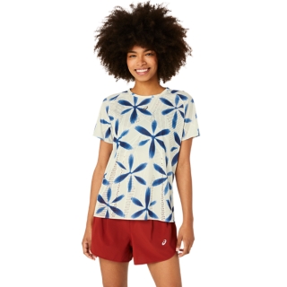 METARUN SHIBORI SHORT SLEEVE TOP, Birch/Blue Expanse