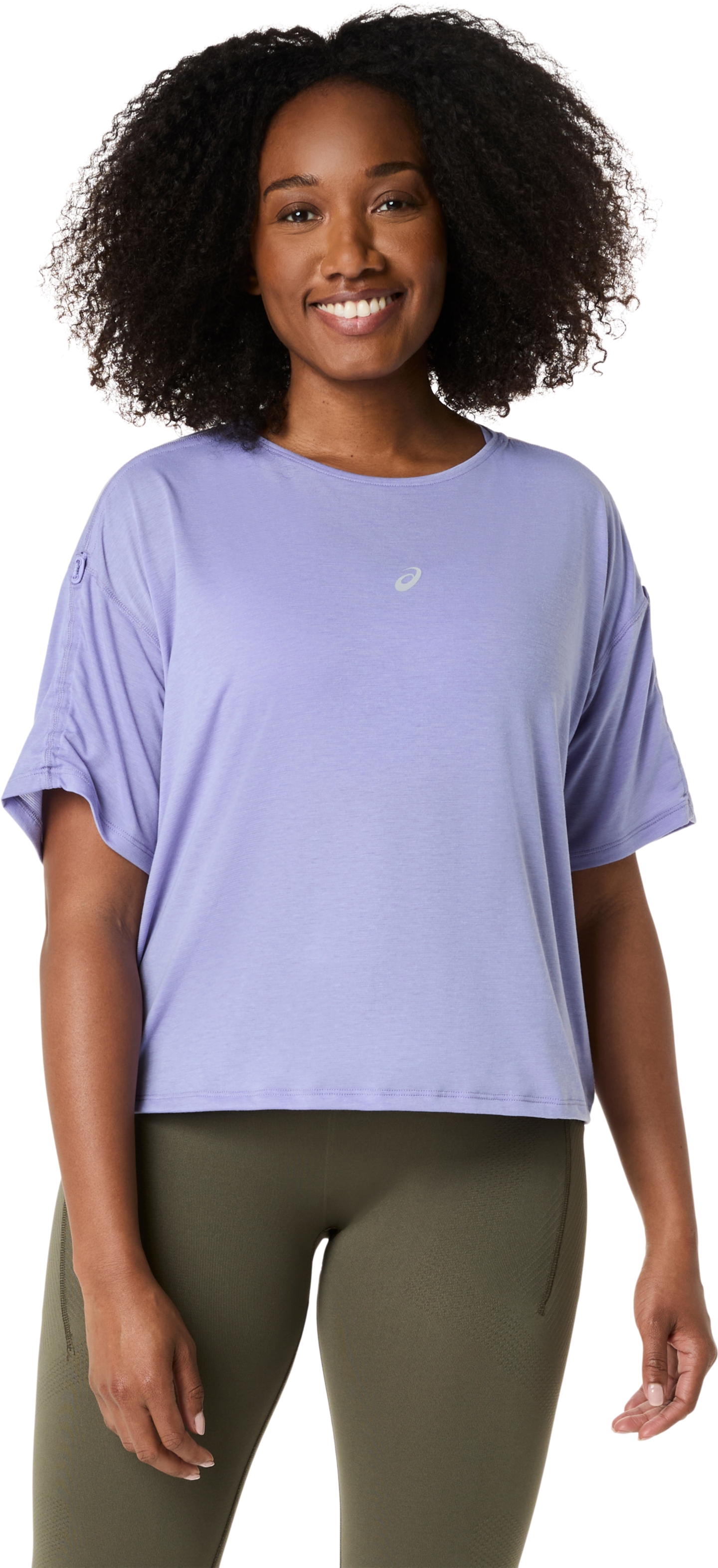 Женский топ ASICS Nagino Run Adjustable Short Sleeve Top, цвет: Bluebell — фото 1