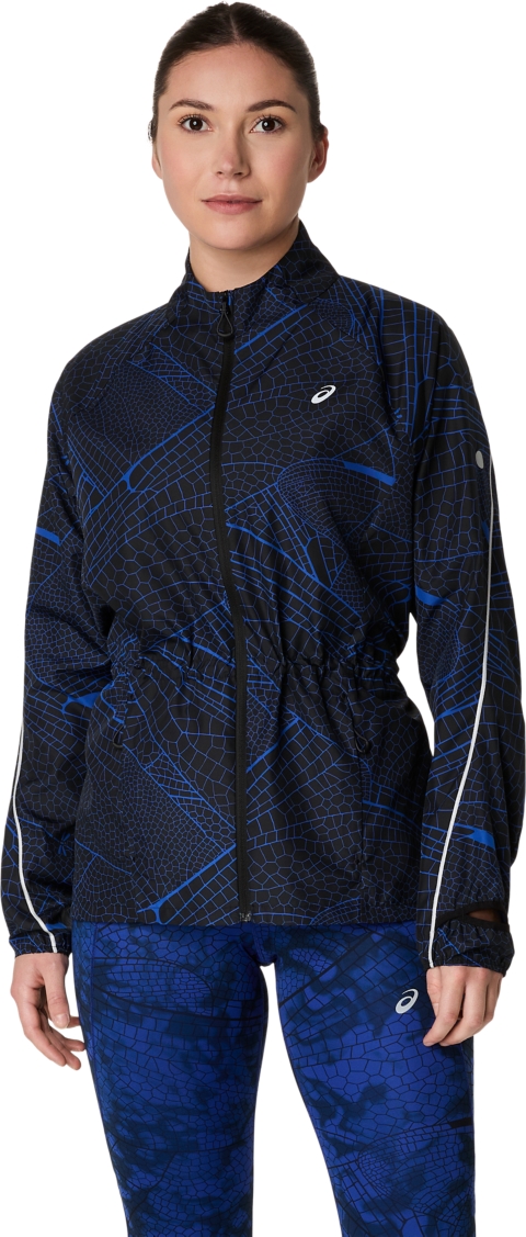 Женская куртка ASICS Road Lite-Show Packable, цвет: Чёрный / Кобальтовый