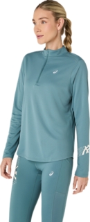 ICON LONG SLEEVE 1/2 ZIP TOP, Foggy Teal 3