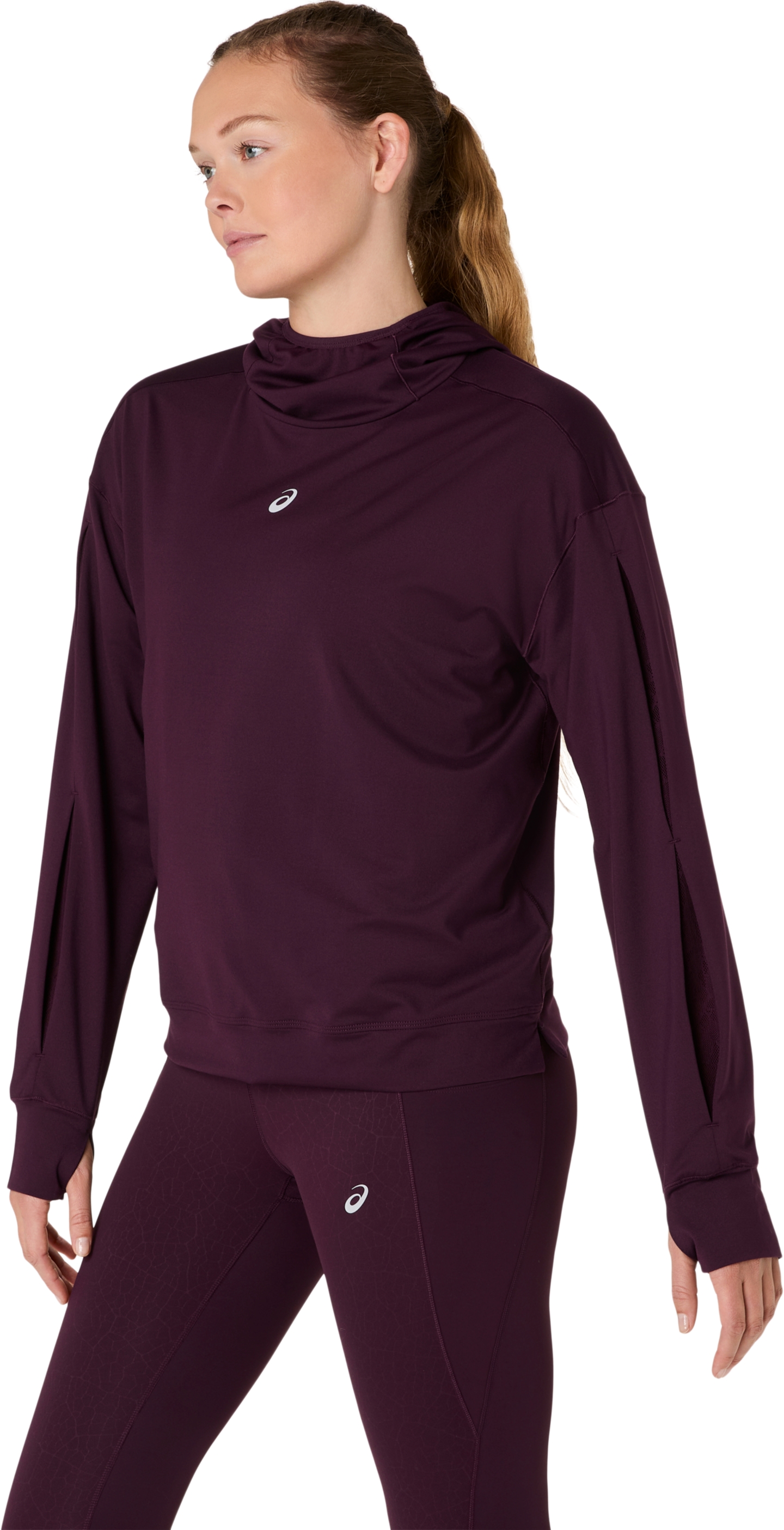 Женское худи ASICS Nagino Run Winter, цвет: Тёмный баклажановый — фото 3
