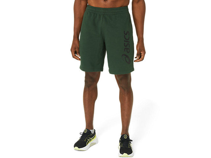 Image 1 of 7 of Men's Rain Forest/Performance Black ASICS BIG LOGO SWEAT SHORT Men's Shorts