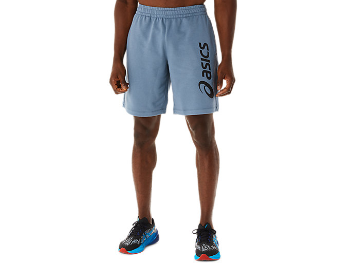 Image 1 of 8 of Men's Steel Blue/Performance Black ASICS BIG LOGO SWEAT SHORT Men's Running & Sports Shorts