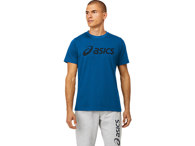 Image 1 of 5 of Men's Lake Drive / French Blue ASICS BIG LOGO TEE Men's Sports Short Sleeve Shirts