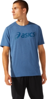 TRIBLEND TRAINING SHORT SLEEVED TOP Men Grand Shark Heather Mens Short Sleeved Tops ASICS Australia