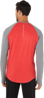 MEN'S PERF LONG SLEEVE HENLEY | Electric Red Heather/Lt Grey 