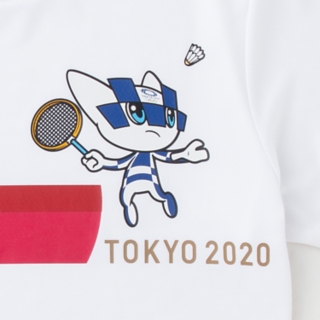 Tシャツ 東京オリンピックマスコット ホワイト バドミントン メンズ Tシャツ ポロシャツ Asics