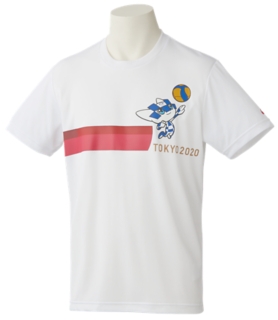 Tシャツ 東京オリンピックマスコット ホワイト バレーボール メンズ Tシャツ ポロシャツ Asics