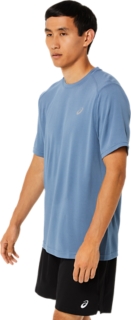 ASICS Storm | & Core SLEEVE Top | | Blue Tops T-Shirts SHORT