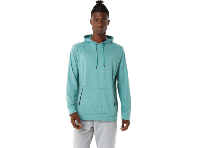 MEN'S TECH PULLOVER HOODIE | Sage Heather | Hoodies & Sweatshirts | ASICS