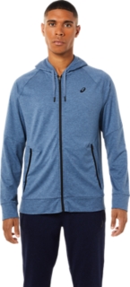 MEN S TECH FULL ZIP HOODIE Storm Blue Heather Hoodies Sweatshirts ASICS