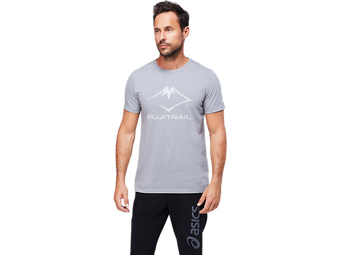 Image 1 of 6 of Men's Graphite Grey FUJI TRAIL TEA Men's Sports Short Sleeve Shirts