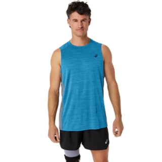 MEN'S TRAIN SANA MUSCLE TANK, Island Blue/Sheet Rock, Sleeveless Shirts