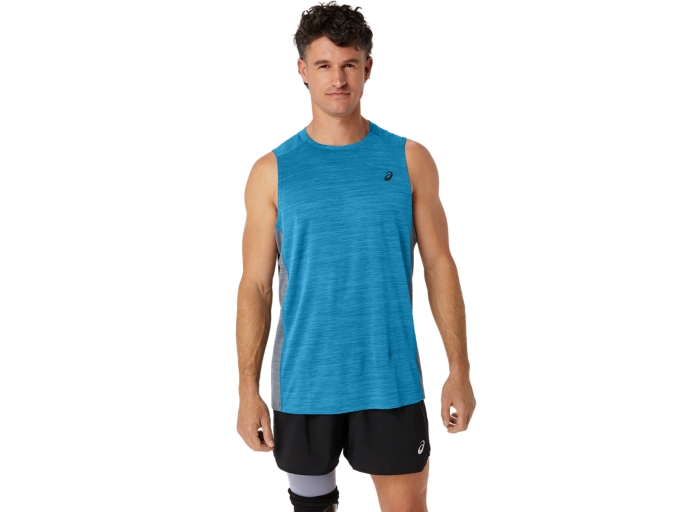 MEN'S TRAIN SANA MUSCLE TANK | Island Blue/Sheet Rock | Sleeveless ...