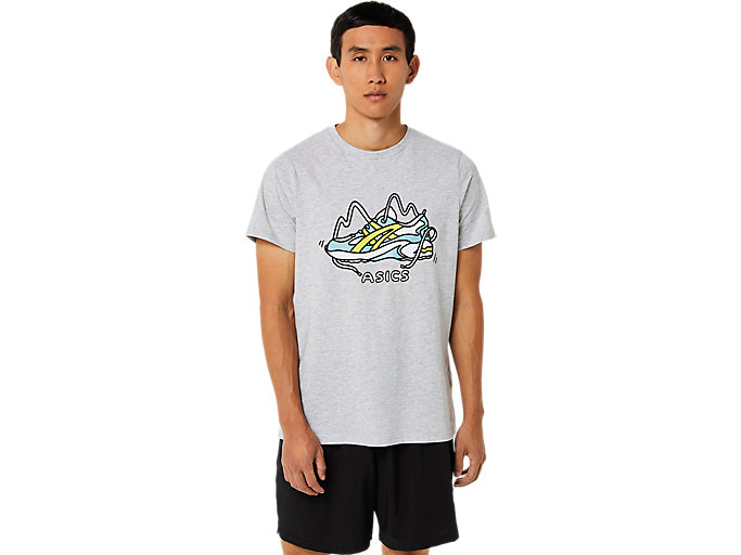 Image 1 of 6 of Men's Mid Grey Heather SHOE TEE GRAPHIC Men's Sports Short Sleeve Shirts
