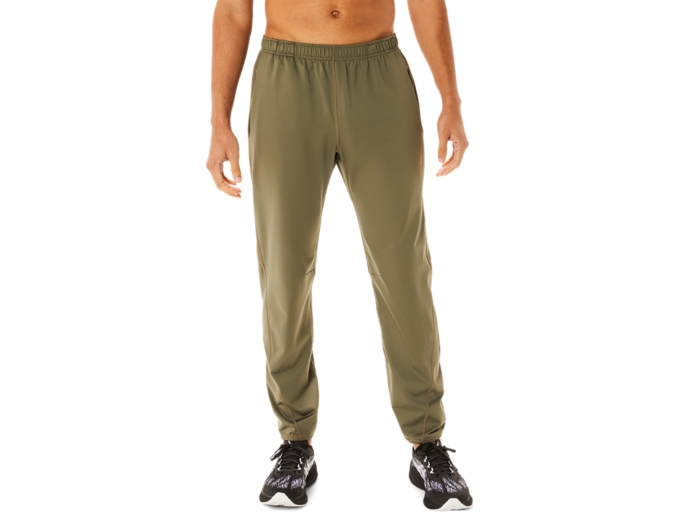 MEN'S BRUSHED KNIT PANTS | Mantle Green | Pants & Tights | ASICS