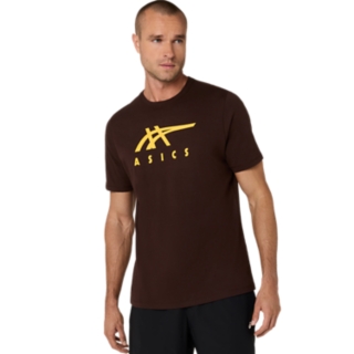 ASICS STRIPE SHORT SLEEVE TEE, Coffee 1