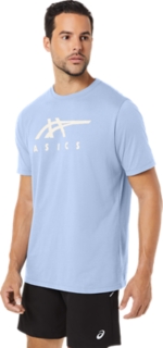 UNISEX ASICS STRIPE SHORT SLEEVE TEE, Soft Sky, Unisex Short Sleeve Shirts