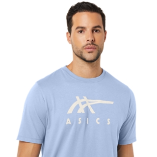 UNISEX ASICS STRIPE SHORT SLEEVE TEE | Soft Sky | Unisex Short