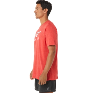 UNISEX ASICS STRIPE SHORT SLEEVE TEE | Classic Red Heather