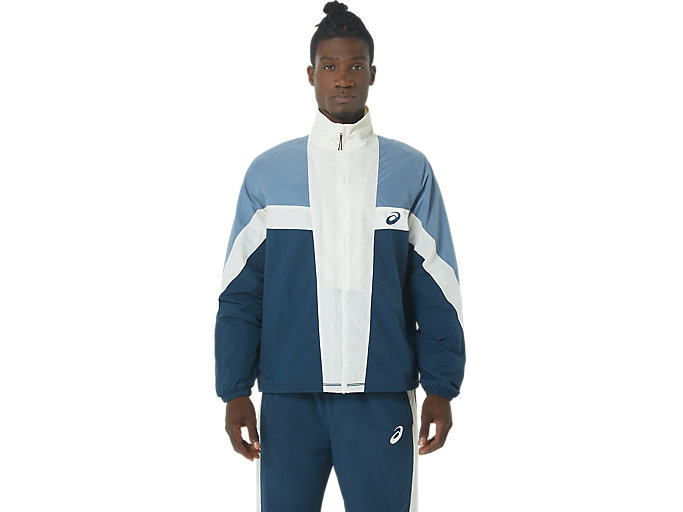 Image 1 of 7 of Men's Steel Blue/Cream/French Blue TIGER TRACKSUIT JACKET Men's Long Sleeve Sports & Running Tops