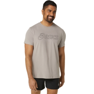 Image 1 of 1 of Männer Moonrock/Graphite Grey ASICS LOGO SS TEE Herren Oberteile mit kurzen Ärmeln