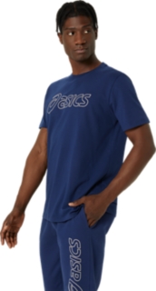 ASICS LOGO SS TEE Men Blue Expanse Birch Herren Oberteile mit kurzen Armeln ASICS DE