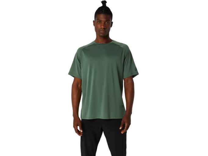 & SLEEVE | ACTIBREEZE | KNIT JACQUARD TOP ASICS T-Shirts Tops | Green Serpentine SHORT