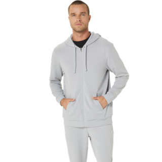 Initial Zip Hoodie, Grey