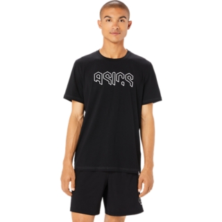 Image 1 of 7 of Men's Performance Black ASICS HEX GRAPHIC COTTON BLEND SHORT SLEEVED TEE Mens Short Sleeved Tops