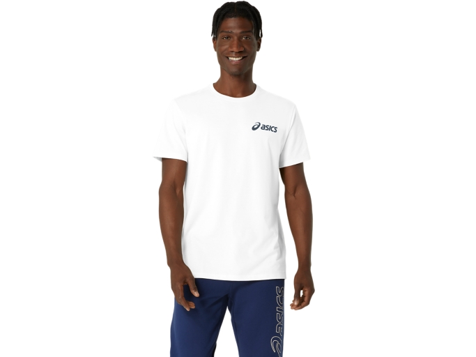 ASICS CHEST LOGO SS TEE Men Brilliant White French Blue Herren Oberteile mit kurzen Armeln ASICS DE