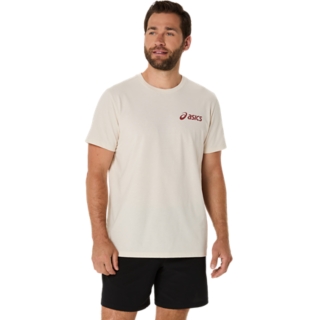 Alternative image view of ASICS CHEST LOGO SS TEE, Birch/Burnt Red