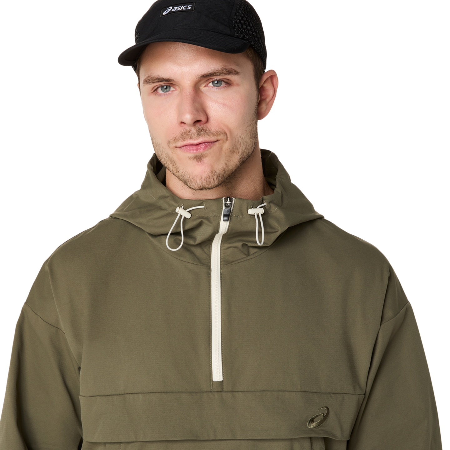 Мужская куртка ASICS Double Weave Relaxed Pull Over, цвет: Зелёный — фото 6