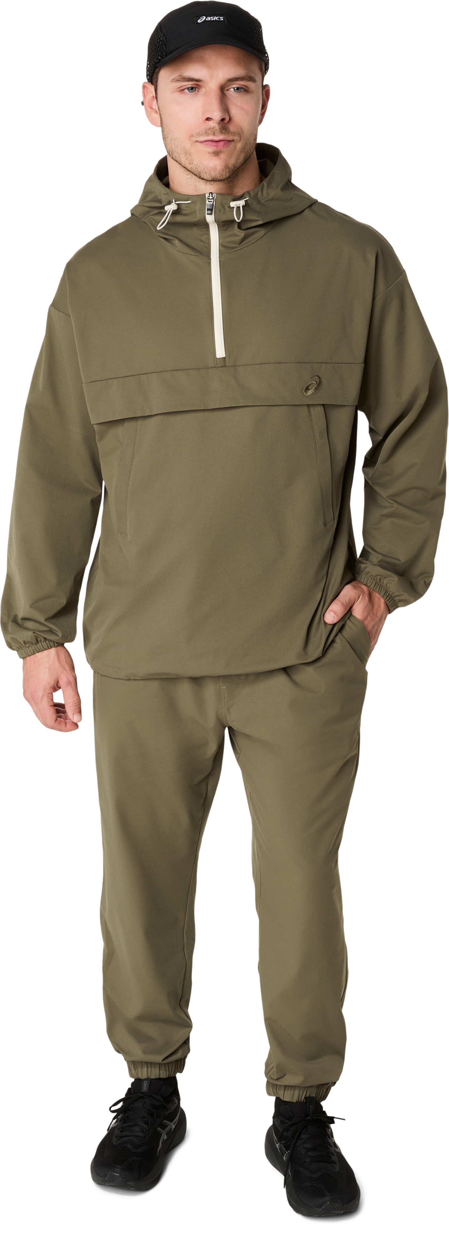Мужская куртка ASICS Double Weave Relaxed Pull Over, цвет: Зелёный — фото 7