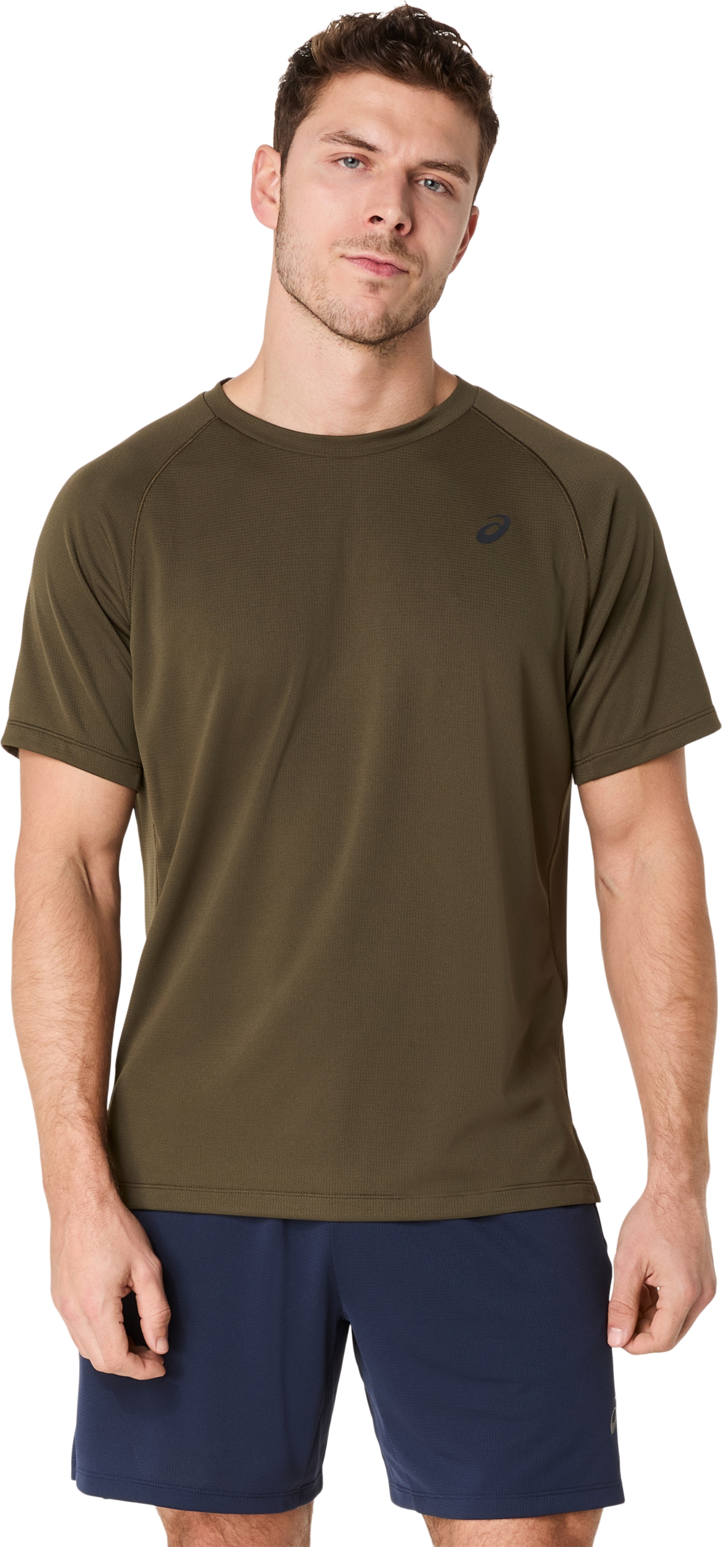 Мужской топ ASICS Actibreeze Panel Jacquard Short Sleeve Top, цвет: Коричневый каменный — фото 1