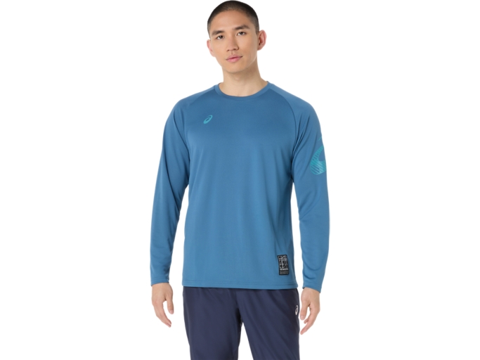 asics 日本代表 長袖シャツ 青 asics 日本代表 長袖シャツ 青