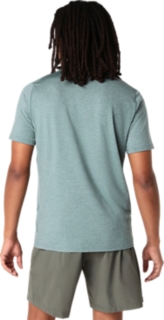 REFINED TEXTURE SHORT SLEEVE TOP, Foggy Teal Heather 2
