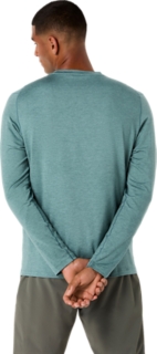 REFINED TEXTURE LONG SLEEVE TOP, Foggy Teal Heather 2