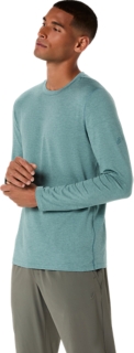 REFINED TEXTURE LONG SLEEVE TOP, Foggy Teal Heather 3