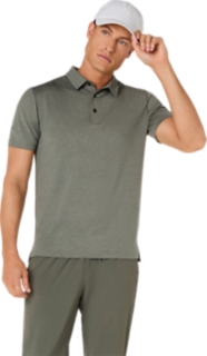 Alternative image view of REFINED TEXTURE SHORT SLEEVE POLO-SHIRT,  TRUFFLE GREY HEATHER