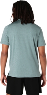 Image 2 of 6 of Men's FOGGY TEAL HEATHER REFINED TEXTURE SHORT SLEEVE POLO-SHIRT Men Tops