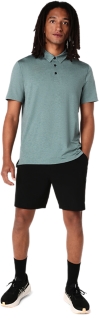 Image 6 of 6 of Men's FOGGY TEAL HEATHER REFINED TEXTURE SHORT SLEEVE POLO-SHIRT Men Tops
