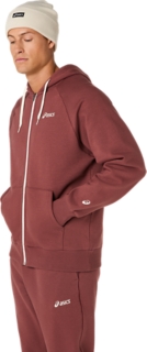 ASICS LOGO FLEECE FULL ZIP HOODIE, Rusted Rock 3