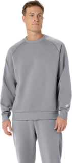 FLEECE CREW-NECK TOP, Grey Heather 1