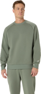 FLEECE CREW-NECK TOP, Lichen Green 1