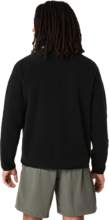 REFINED TEXTURE FLEECE HALF ZIP LONG SLEEVE TOP, Performance Black 2