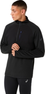 WAFFLE KNIT HALF ZIP, Black/Cobalt 3